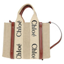 Chloe Woody Hand Bag Canvas 2way Beige Gold Auth am10533V-3