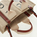 Chloe Woody Hand Bag Canvas 2way Beige Gold Auth am10533V-7