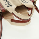 Chloe Woody Hand Bag Canvas 2way Beige Gold Auth am10533V-8