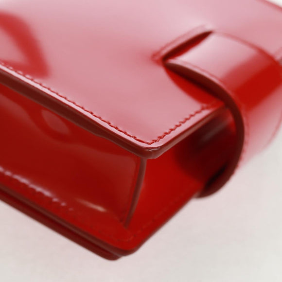 Salvatore Ferragamo Gancini Shoulder Pouch Bag Patent Red Silver Auth am10534M
