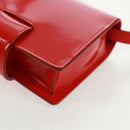 Salvatore Ferragamo Gancini Shoulder Pouch Bag Patent Red Silver Auth am10534M-17