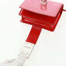 Salvatore Ferragamo Gancini Shoulder Pouch Bag Patent Red Silver Auth am10534M-9