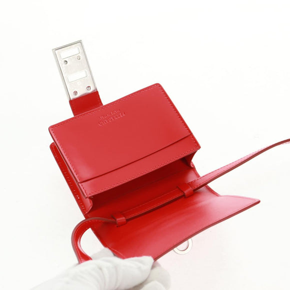 Salvatore Ferragamo Gancini Shoulder Pouch Bag Patent Red Silver Auth am10534M