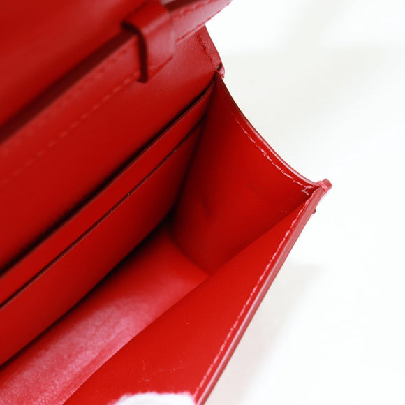 Salvatore Ferragamo Gancini Shoulder Pouch Bag Patent Red Silver Auth am10534M