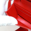 Salvatore Ferragamo Gancini Shoulder Pouch Bag Patent Red Silver Auth am10534M-22