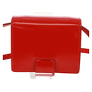 Salvatore Ferragamo Gancini Shoulder Pouch Bag Patent Red Silver Auth am10534M-2