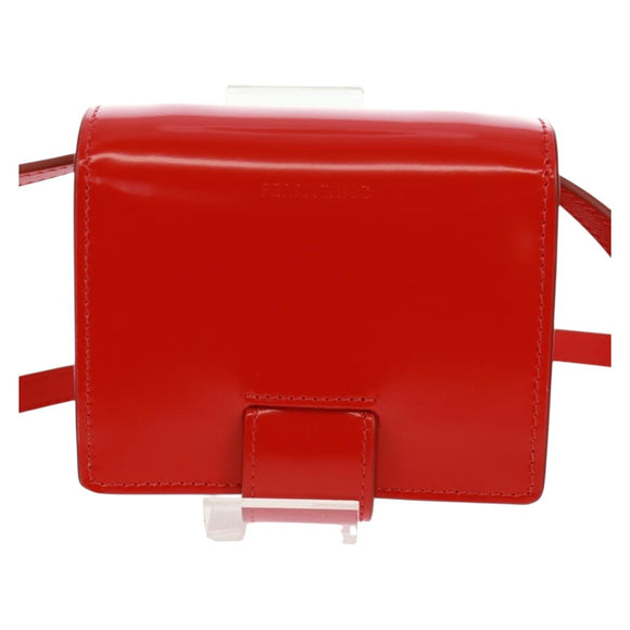 Salvatore Ferragamo Gancini Shoulder Pouch Bag Patent Red Silver Auth am10534M