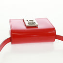 Salvatore Ferragamo Gancini Shoulder Pouch Bag Patent Red Silver Auth am10534M-6