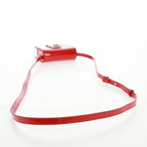 Salvatore Ferragamo Gancini Shoulder Pouch Bag Patent Red Silver Auth am10534M