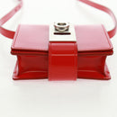Salvatore Ferragamo Gancini Shoulder Pouch Bag Patent Red Silver Auth am10534M-5