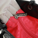 CHANEL Cambon Line Tote Bag Lamb Skin Black Silver CC Auth am10535V-15