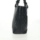 CHANEL Cambon Line Tote Bag Lamb Skin Black Silver CC Auth am10535V-4