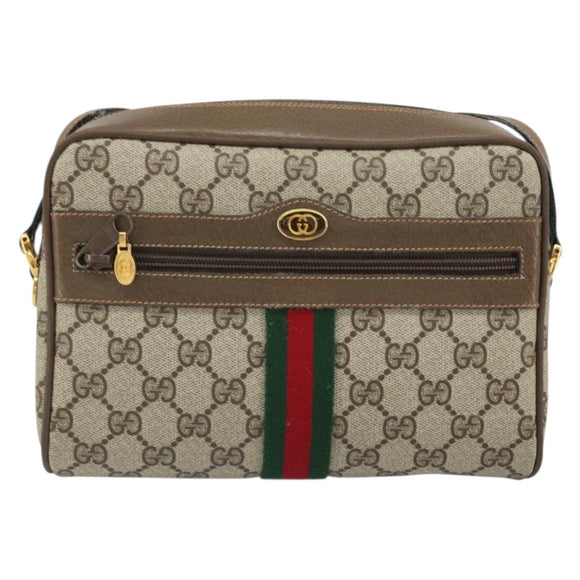 GUCCI GG Supreme Web Sherry Line Shoulder Bag PVC Beige 68 02 004 Auth am10537