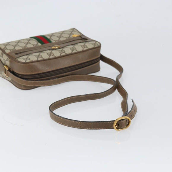GUCCI GG Supreme Web Sherry Line Shoulder Bag PVC Beige 68 02 004 Auth am10537