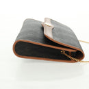 Christian Dior Honeycomb Canvas Chain Shoulder Bag Black Gold Auth am10539V-4