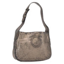 Salvatore Ferragamo Gancini Shoulder Bag Leather Silver Auth am10540-1