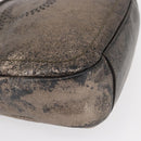 Salvatore Ferragamo Gancini Shoulder Bag Leather Silver Auth am10540-9