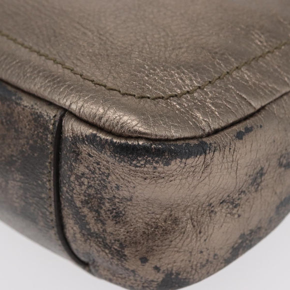 Salvatore Ferragamo Gancini Shoulder Bag Leather Silver Auth am10540