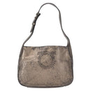 Salvatore Ferragamo Gancini Shoulder Bag Leather Silver Auth am10540-13