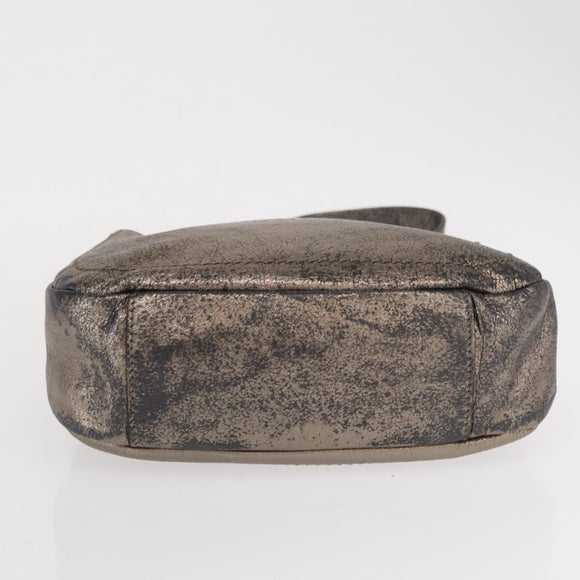 Salvatore Ferragamo Gancini Shoulder Bag Leather Silver Auth am10540