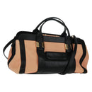 Chloe Alice Hand Bag Leather 2way Beige Black gold Auth am10542V-1