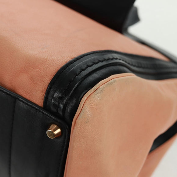 Chloe Alice Hand Bag Leather 2way Beige Black gold Auth am10542V