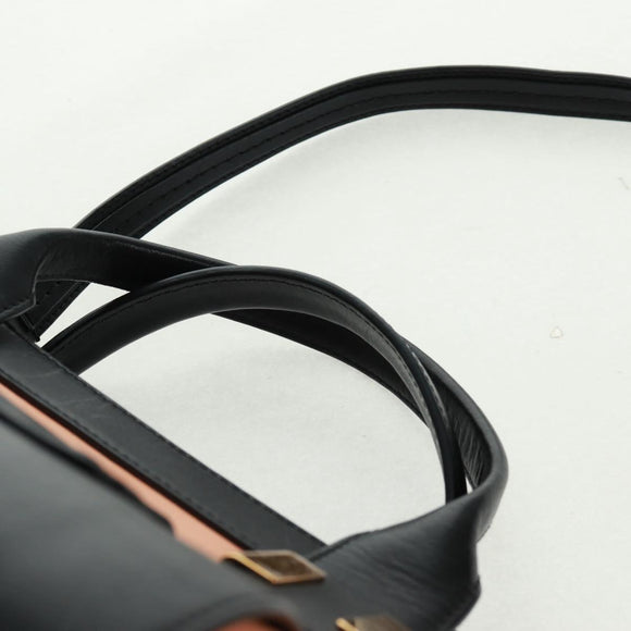 Chloe Alice Hand Bag Leather 2way Beige Black gold Auth am10542V