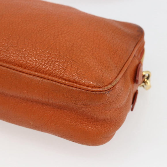 Miu Miu Umhängetasche Leder Orange Gold Auth am10543