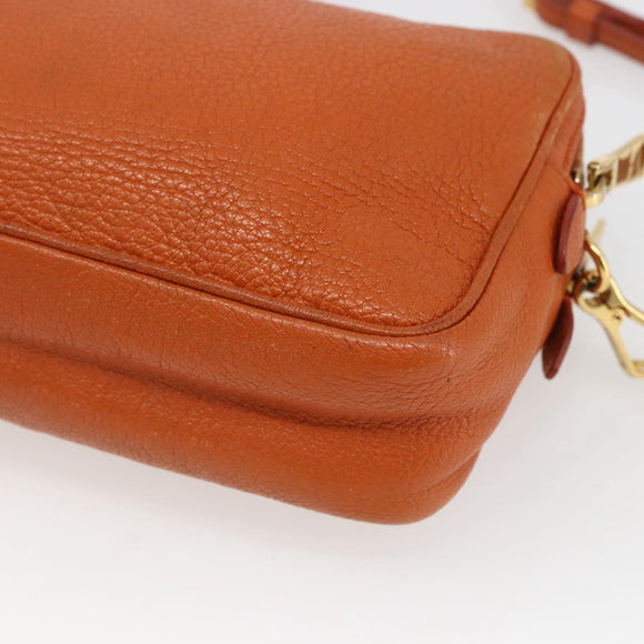 Miu Miu Umhängetasche Leder Orange Gold Auth am10543