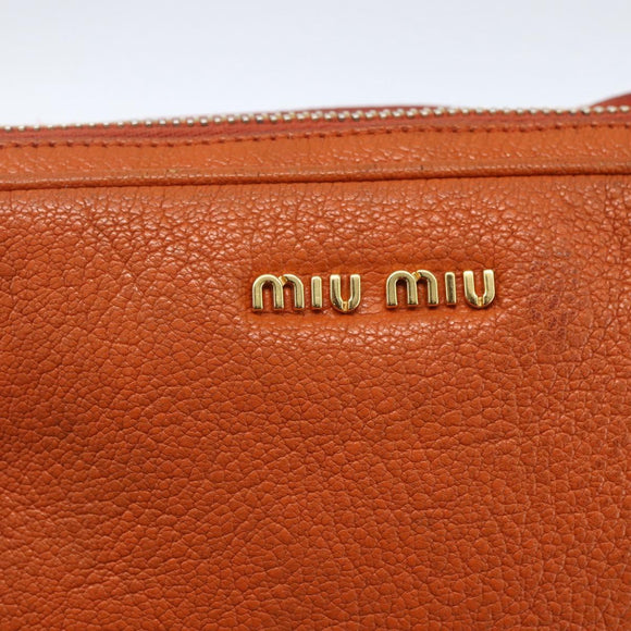 Miu Miu Umhängetasche Leder Orange Gold Auth am10543