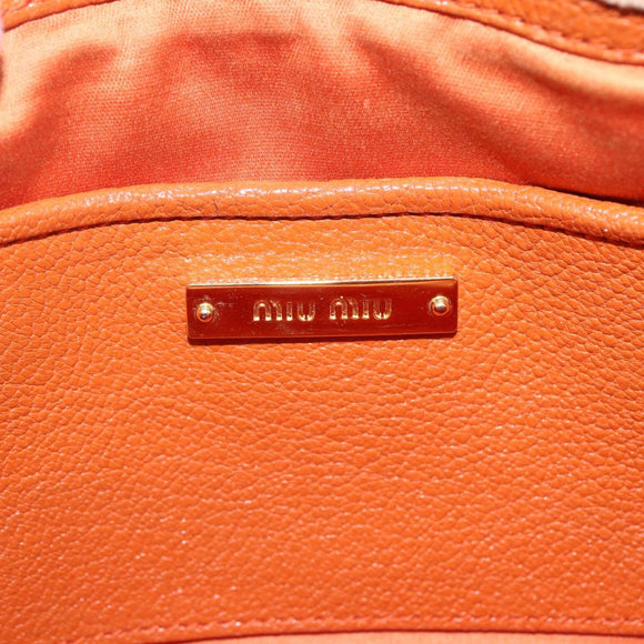 Miu Miu Umhängetasche Leder Orange Gold Auth am10543