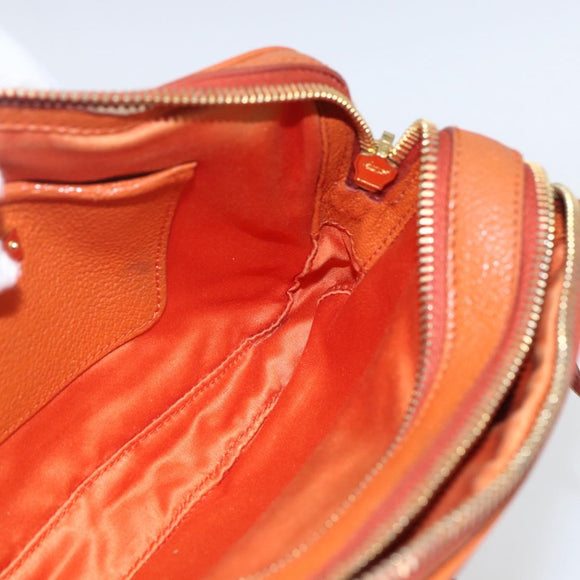 Miu Miu Umhängetasche Leder Orange Gold Auth am10543