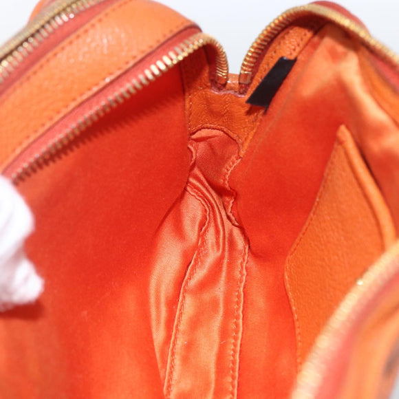 Miu Miu Umhängetasche Leder Orange Gold Auth am10543