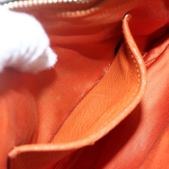 Miu Miu Umhängetasche Leder Orange Gold Auth am10543