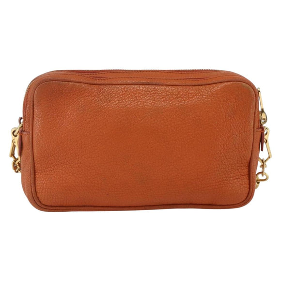 Miu Miu Umhängetasche Leder Orange Gold Auth am10543