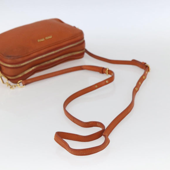Miu Miu Umhängetasche Leder Orange Gold Auth am10543