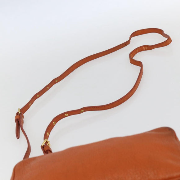 Miu Miu Umhängetasche Leder Orange Gold Auth am10543
