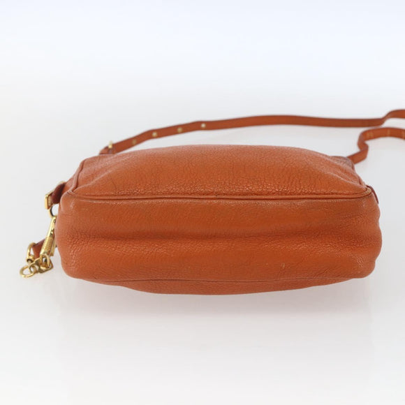 Miu Miu Umhängetasche Leder Orange Gold Auth am10543