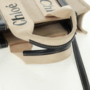Chloe Woody Hand Bag Canvas 2way Ivory Gold Auth am10546V-11