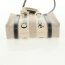 Chloe Woody Hand Bag Canvas 2way Ivory Gold Auth am10546V-15