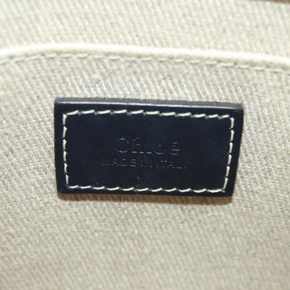 Chloe Woody Hand Bag Canvas 2way Ivory Gold Auth am10546V