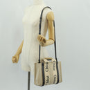 Chloe Woody Hand Bag Canvas 2way Ivory Gold Auth am10546V-26
