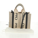 Chloe Woody Hand Bag Canvas 2way Ivory Gold Auth am10546V-27