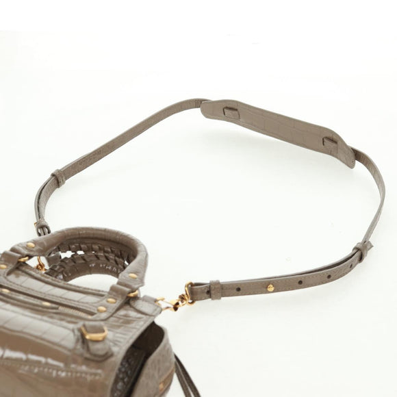 BALENCIAGA Neo Classic City Hand Bag Patent 2way Gray Gold 638524 Auth am10547SAM