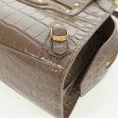BALENCIAGA Neo Classic City Hand Bag Patent 2way Gray Gold 638524 Auth am10547SAM-16