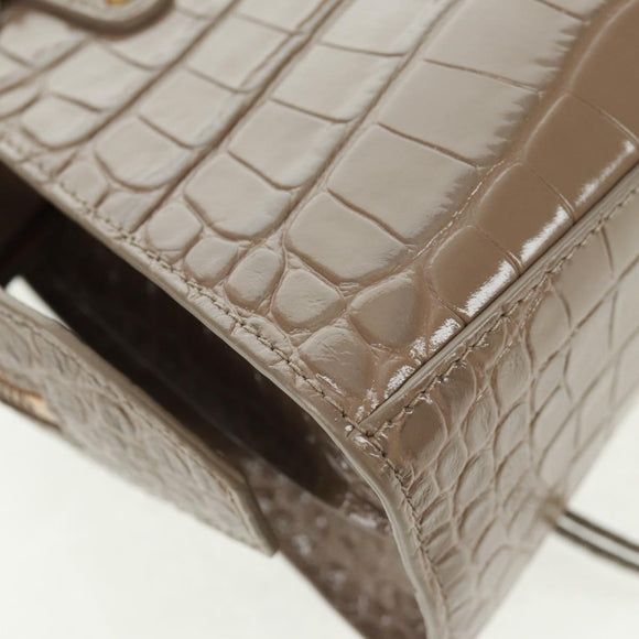 BALENCIAGA Neo Classic City Hand Bag Patent 2way Gray Gold 638524 Auth am10547SAM