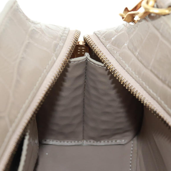 BALENCIAGA Neo Classic City Hand Bag Patent 2way Gray Gold 638524 Auth am10547SAM
