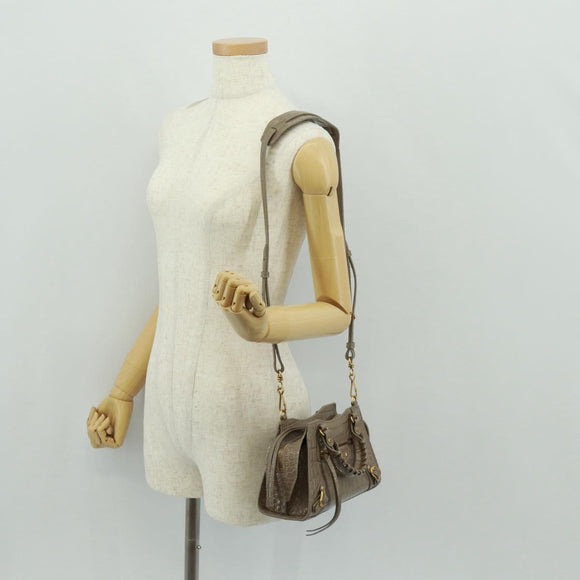 BALENCIAGA Neo Classic City Hand Bag Patent 2way Gray Gold 638524 Auth am10547SAM