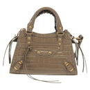 BALENCIAGA Neo Classic City Hand Bag Patent 2way Gray Gold 638524 Auth am10547SAM-13