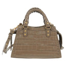 BALENCIAGA Neo Classic City Hand Bag Patent 2way Gray Gold 638524 Auth am10547SAM-2